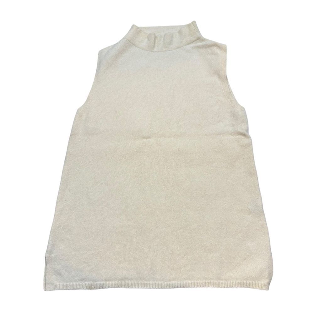 Ladies Massimo Dutti‎ Italian Yarn Ivory Sleeveless Mock Neck Blouse Size Small
